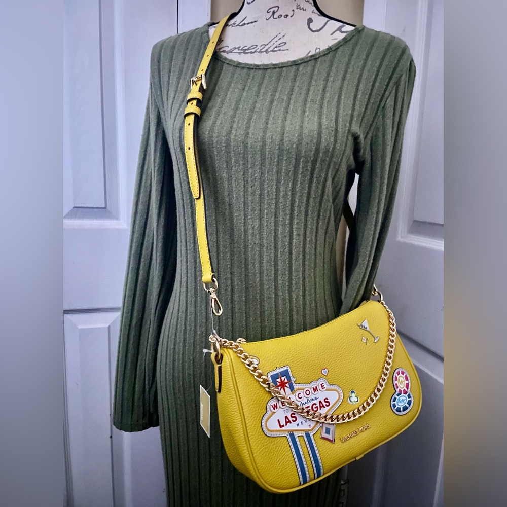 Michael Kors Yellow Crossbody Bag with Chain